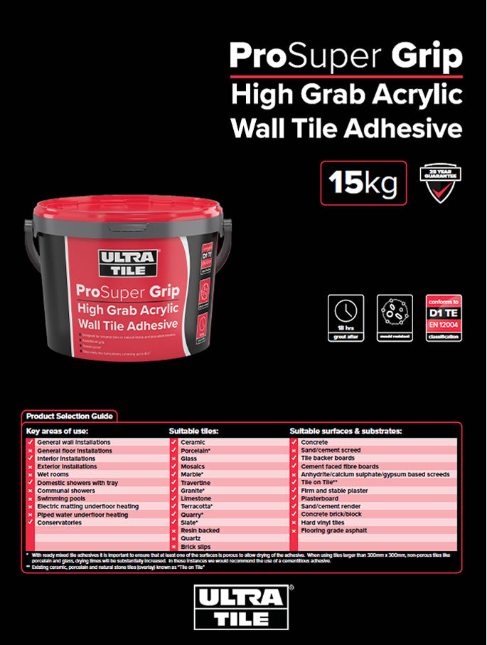 Pro Super Grip High Grab Acrylic Wall Tile Adhesive