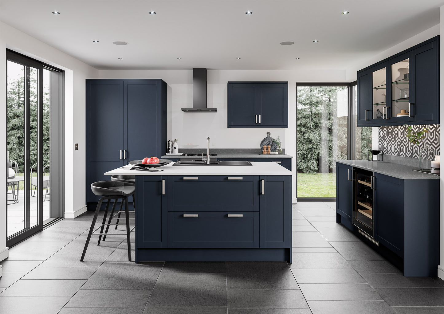 Stratto Indigo Blue Smooth Slim Frame Shaker Kitchen Doors & Drawer Fronts