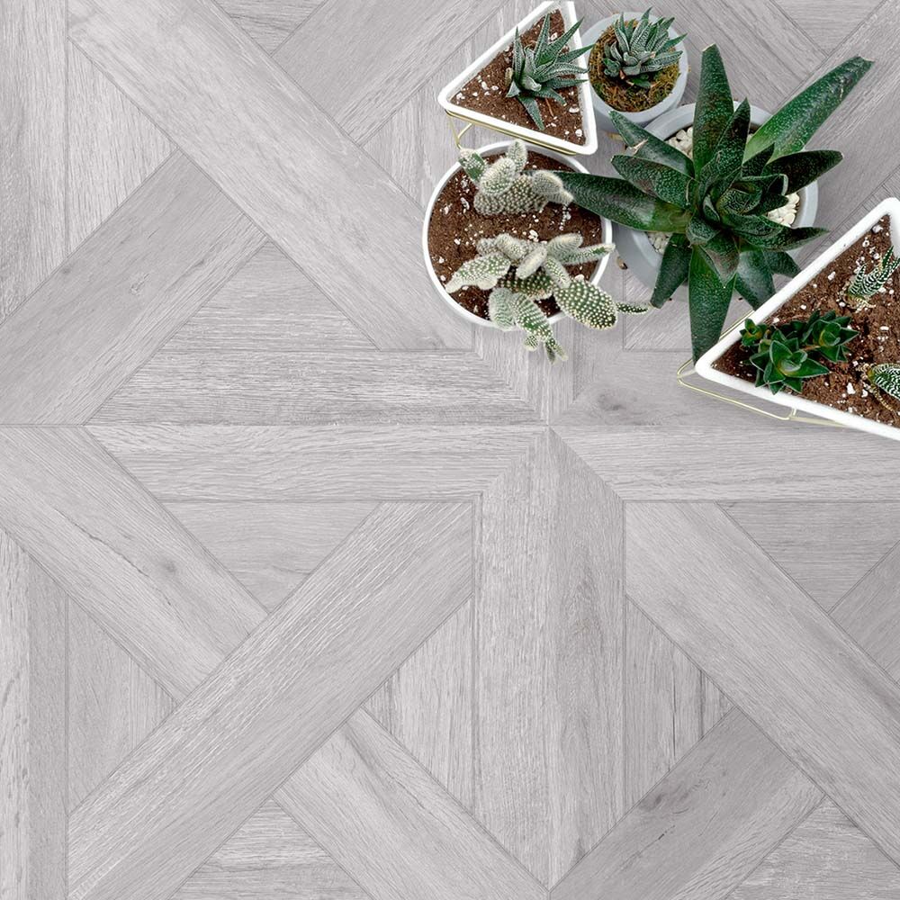 Argyll Grey Oak Parquet Matt Porcelain Floor Tile (Sold per Box)