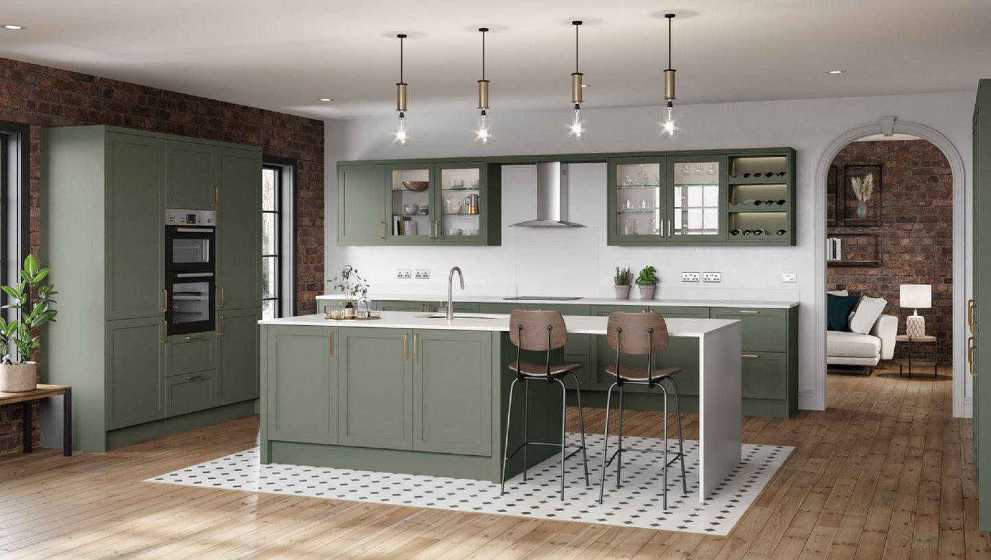 Newmarket Reed Green Painted Timber Slim Frame Shaker Kitchen Doors & Drawer Fronts