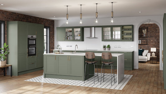 Newmarket Reed Green Painted Timber Slim Frame Shaker Kitchen Doors & Drawer Fronts