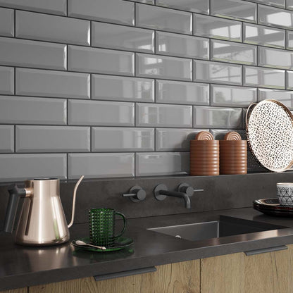 Light Grey Gloss Metro Wall Tile