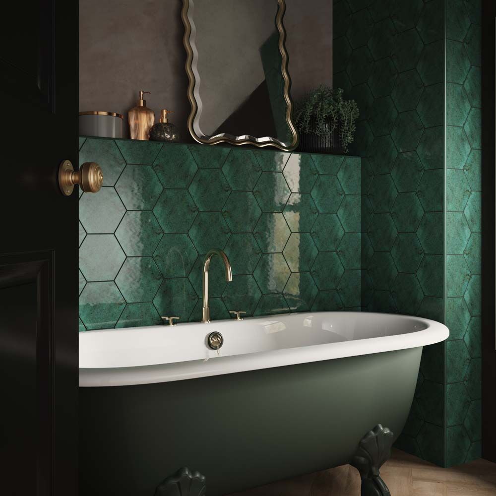 Hope Green Gloss Hexagonal Wall Tile