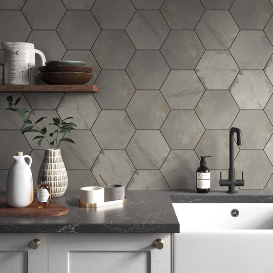 Hexagonal Steel Porcelain Wall & Floor Tile