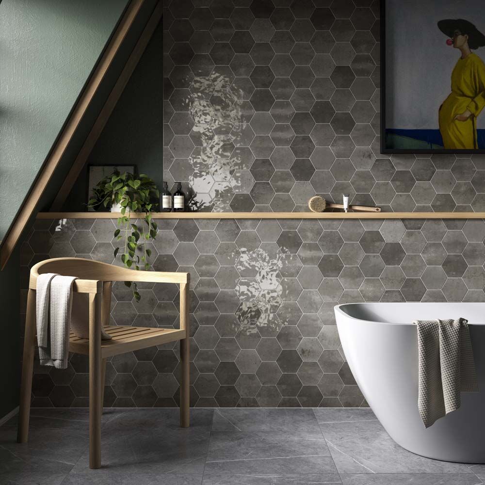 Hope Ash Gloss Hexagonal Wall Tile