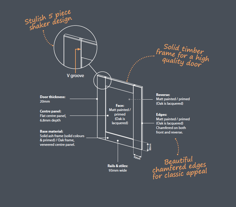 Cambridge Oak Timber Shaker Kitchen Doors