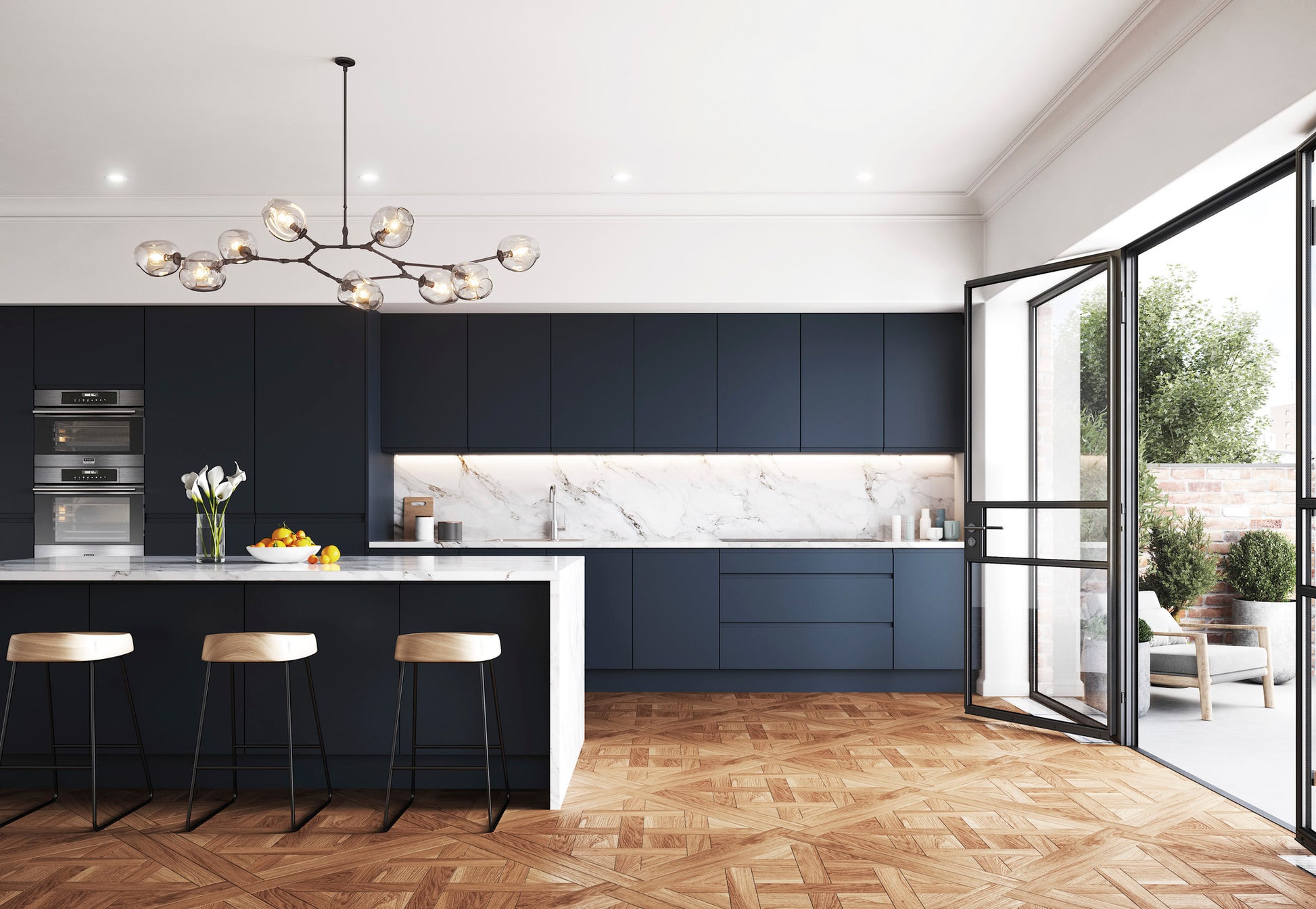 Lucente Indigo Blue Matt Handleless Replacement Kitchen Doors