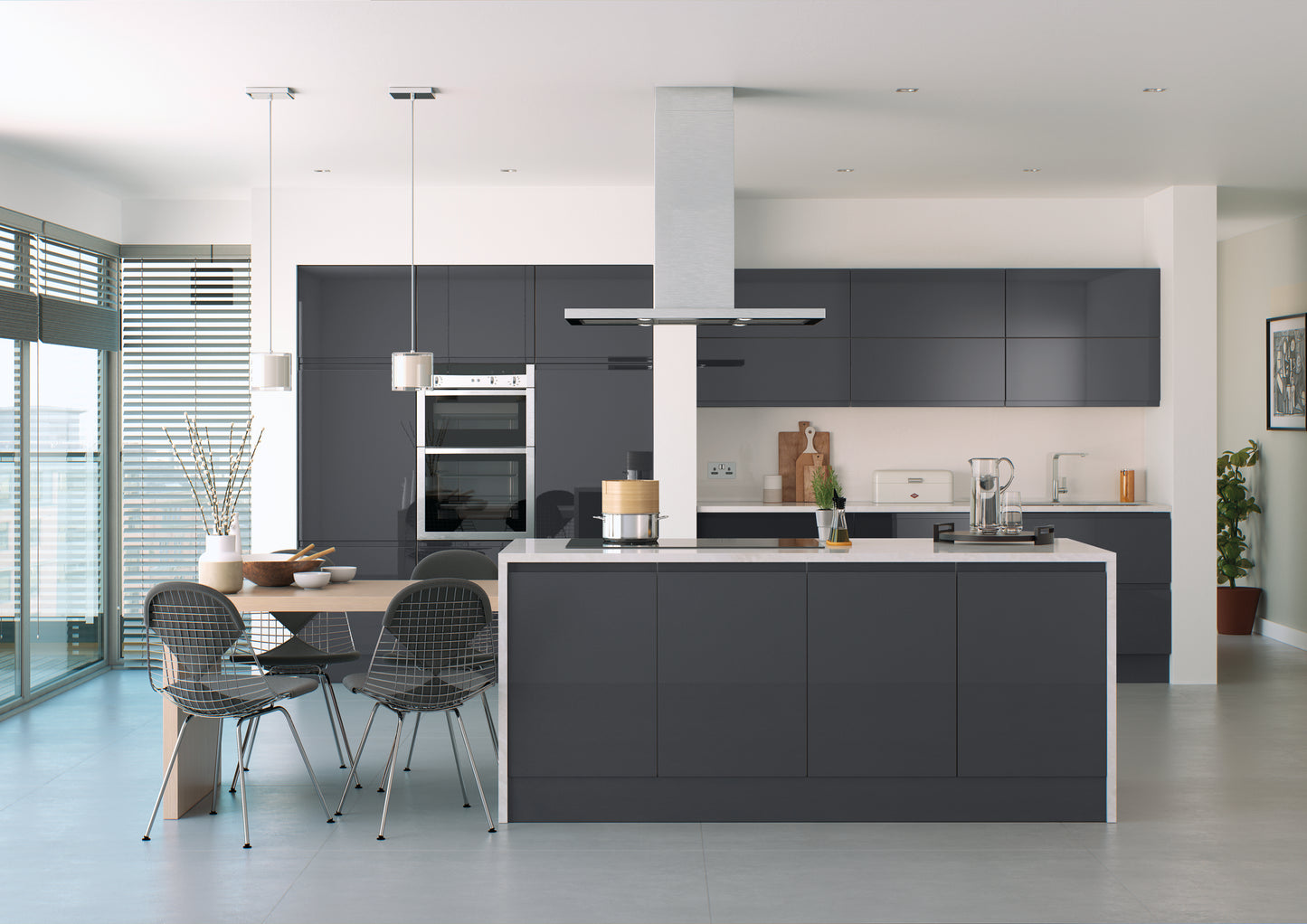 Lucente Anthracite High Gloss Handleless Replacement Kitchen Doors