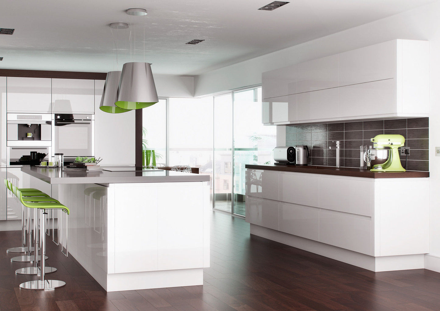 Lucente White High Gloss Handleless Replacement Kitchen Doors